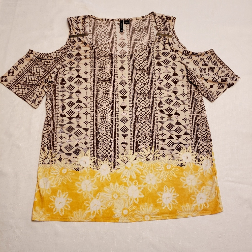 New Directions Ladies Brown/Yellow Top